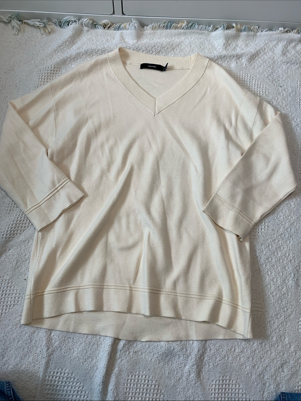 Vero Moda Cream V-Neck Lightweight Sweater